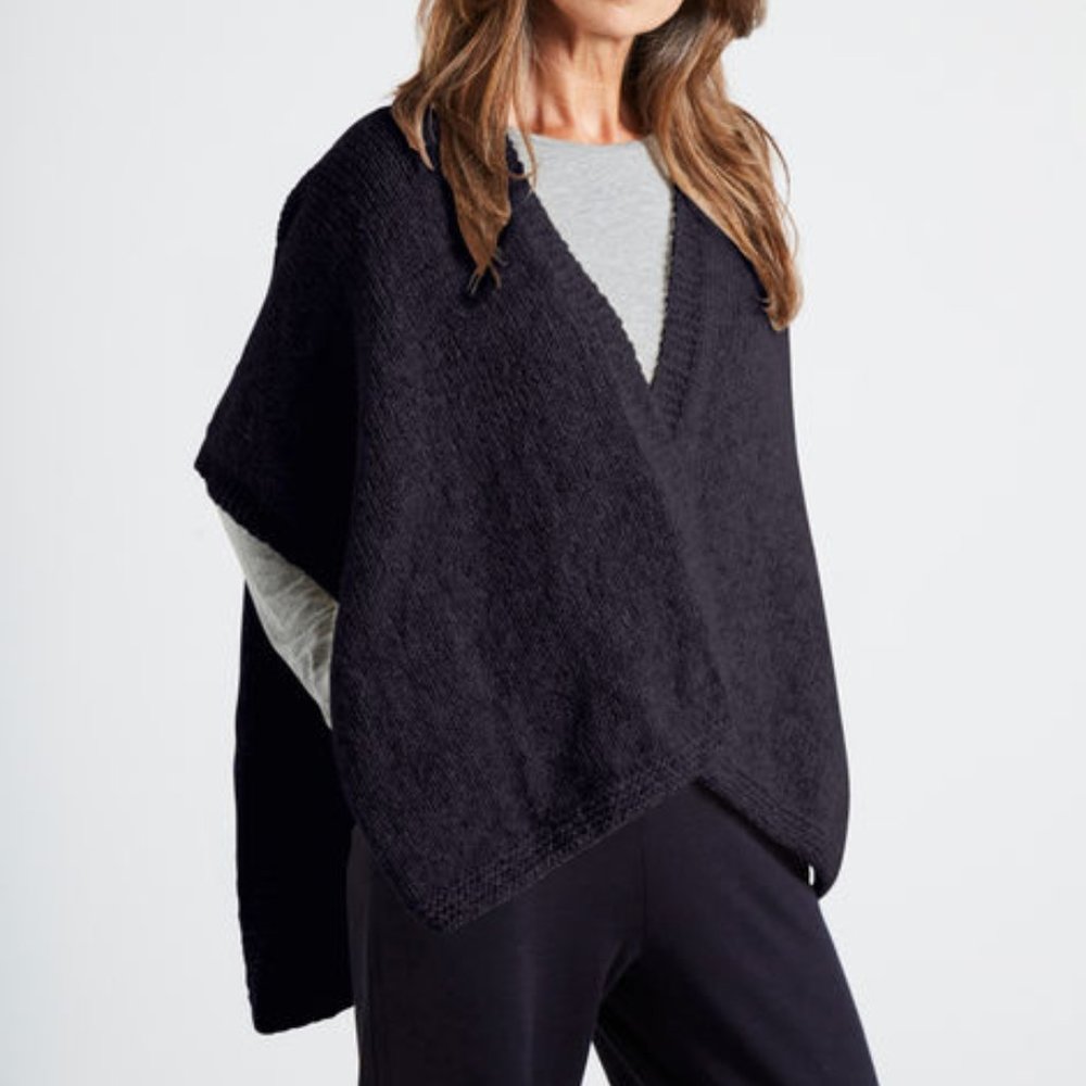 DIY - Beginner Knitting KIT for a Midnight Blue Wool Shawl by Wool and the Gang